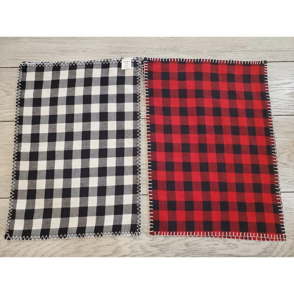 Pier 1 Imports Buffalo Plaid Reversible Placemats Cotton 18.5